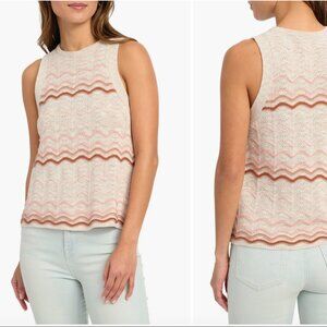 Splendid Yuma Stripe Pointelle Cotton & Linen Sleeveless Sweater in L
